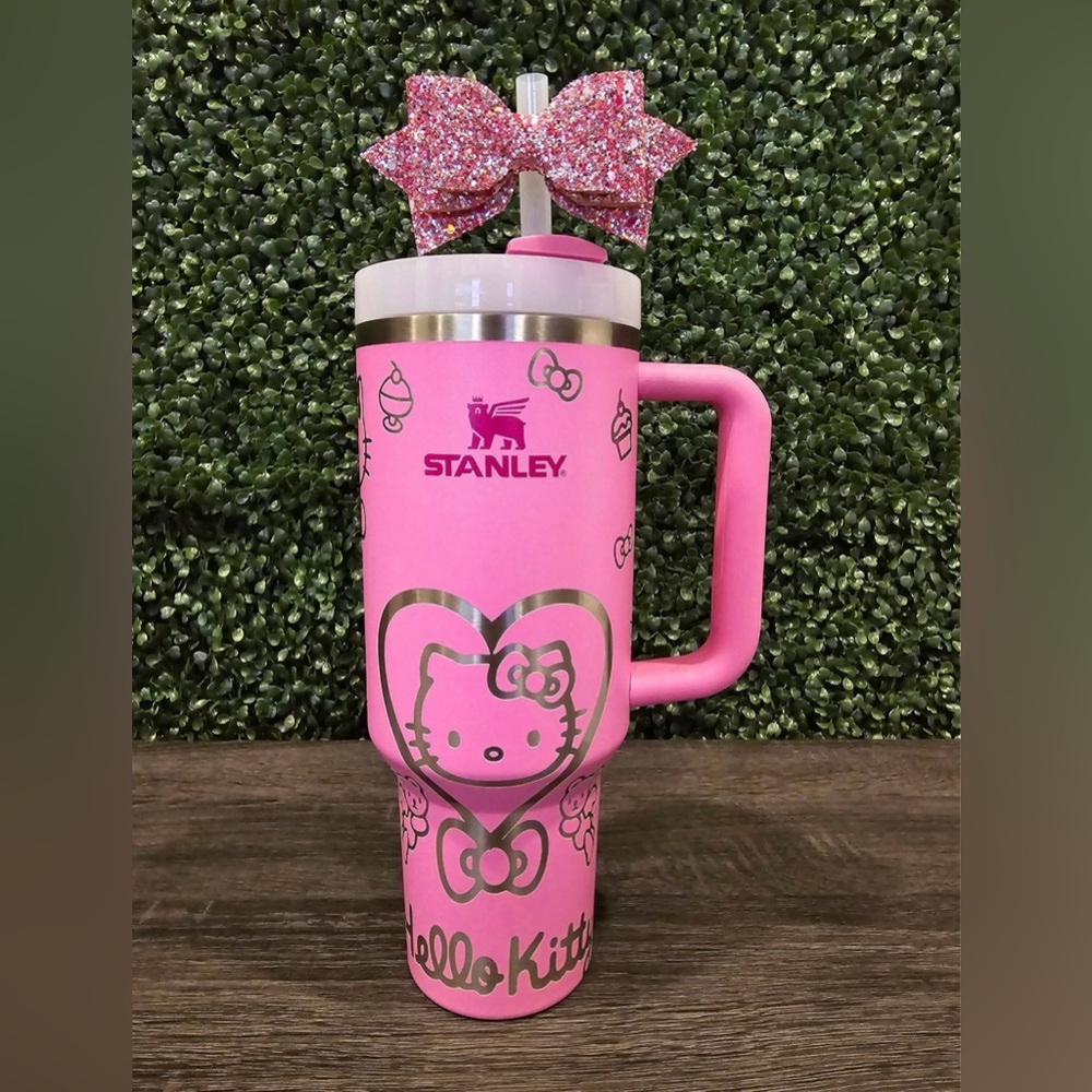 Stanley X Hello Kitty Tumbler 40oz | Authentic | Laser Engraved Custom Peony